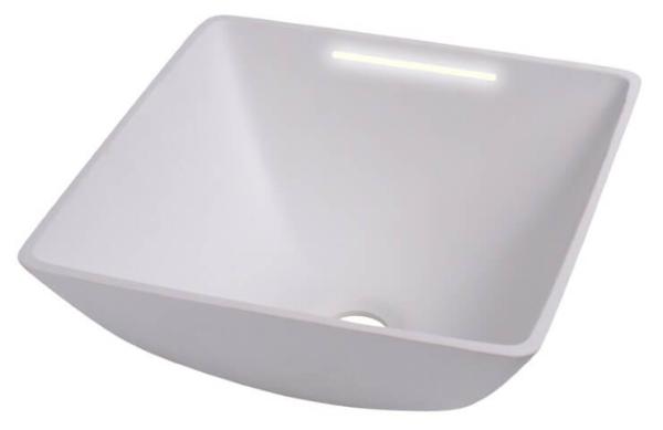 Design Waschbecken mit LED quadratisch weiß 290x290